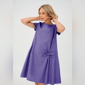 LeMuse Summer Kiss Linen Mink Dress in Purple Size Large